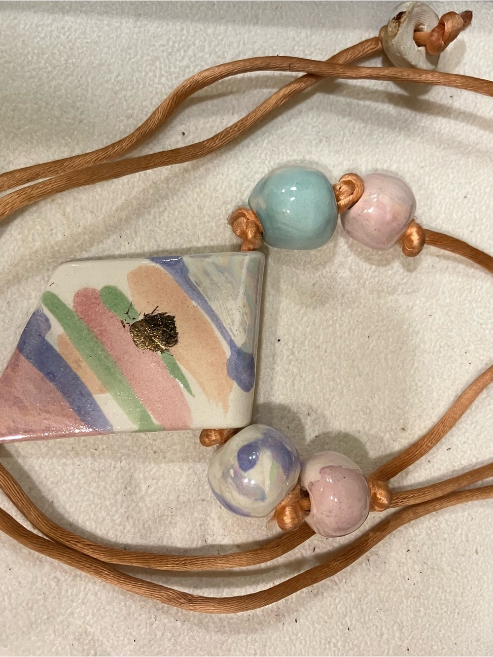 Handcrafted Pastel Ceramic Pendant Necklace - Multicolor